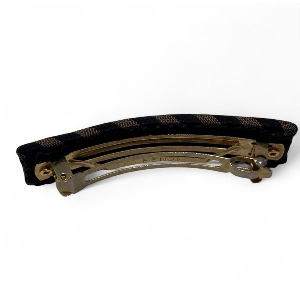 Fendi Hair Clip Pequin Barrette Authentic Brown Black - Picture 3 of 5